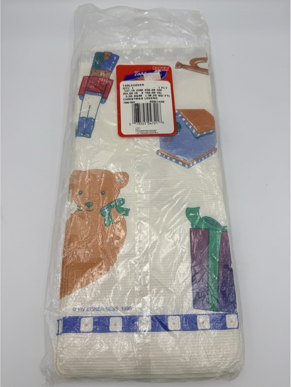 Paper Art Vintage Christmas Legend Tablecloth 95 54x102” NIP NOS
